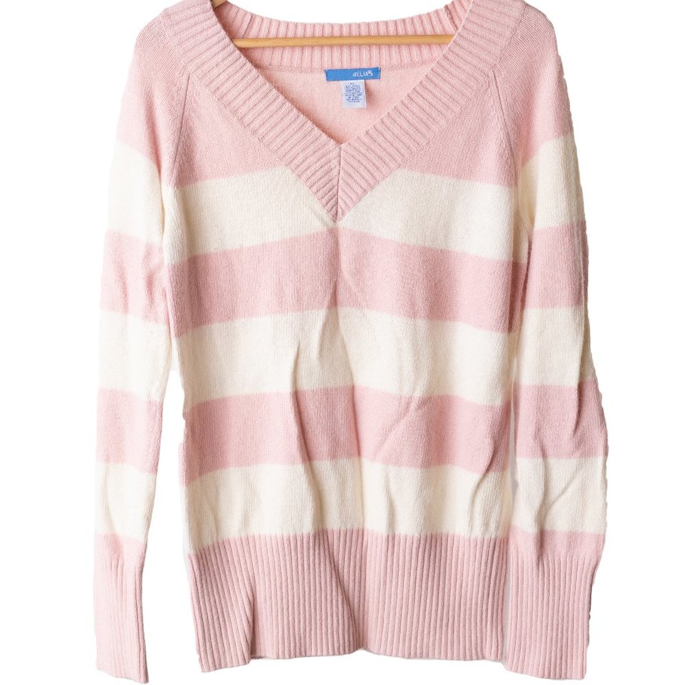 Pink and cream striped sweater